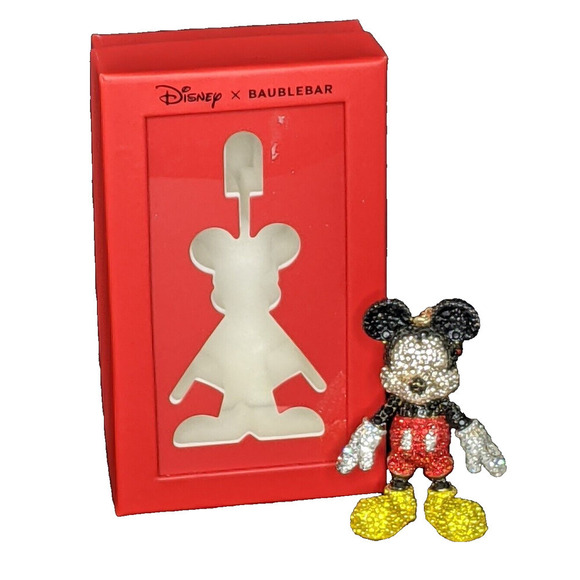 Baublebar Disney Classic Mickey Mouse Bag Charm Key Chain Crystal NEW - Picture 2 of 6